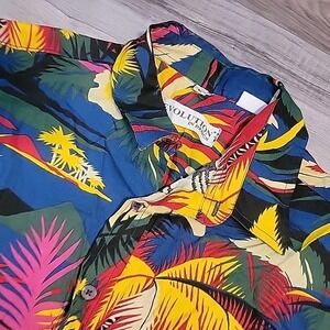 Evolution By Design Shirt Mens Large Floral Button Up Hawaiian Tropical AOP SS